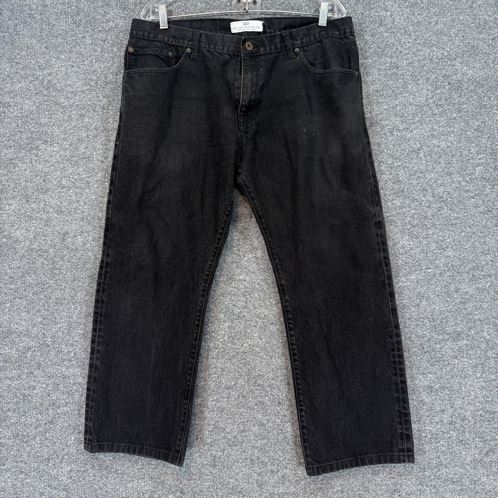 Peter Manning Jeans Mens 36x24 Black Straight Leg Cotton Denim Casual Everyday